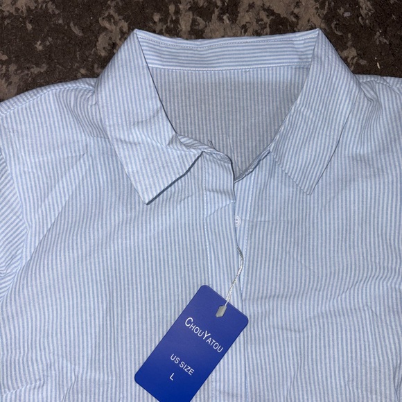 Blue Striped Women's Dress - Picture 2 of 5